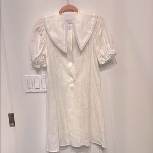 Sleeper Linen Cream Puff Sleeve Dress